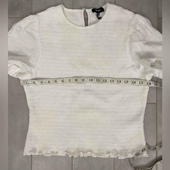 ME+EM Short Sleeve Smocked Blouse White Size 12 - Picture 4 of 6